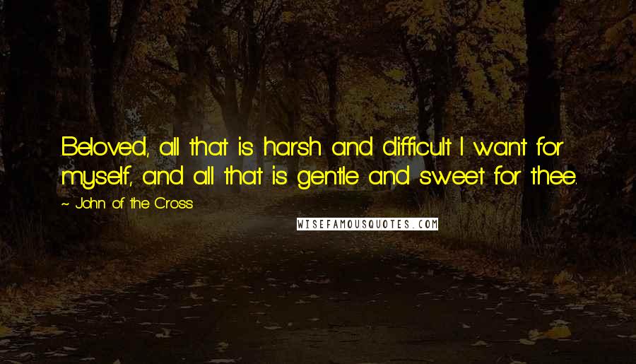 John Of The Cross Quotes: Beloved, all that is harsh and difficult I want for myself, and all that is gentle and sweet for thee.