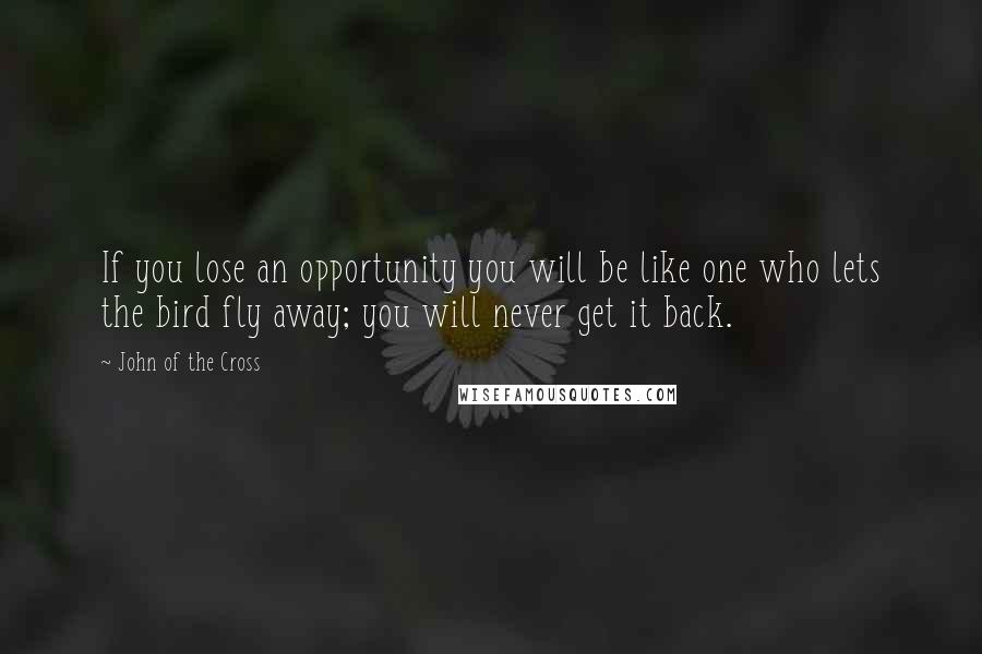 John Of The Cross Quotes: If you lose an opportunity you will be like one who lets the bird fly away; you will never get it back.