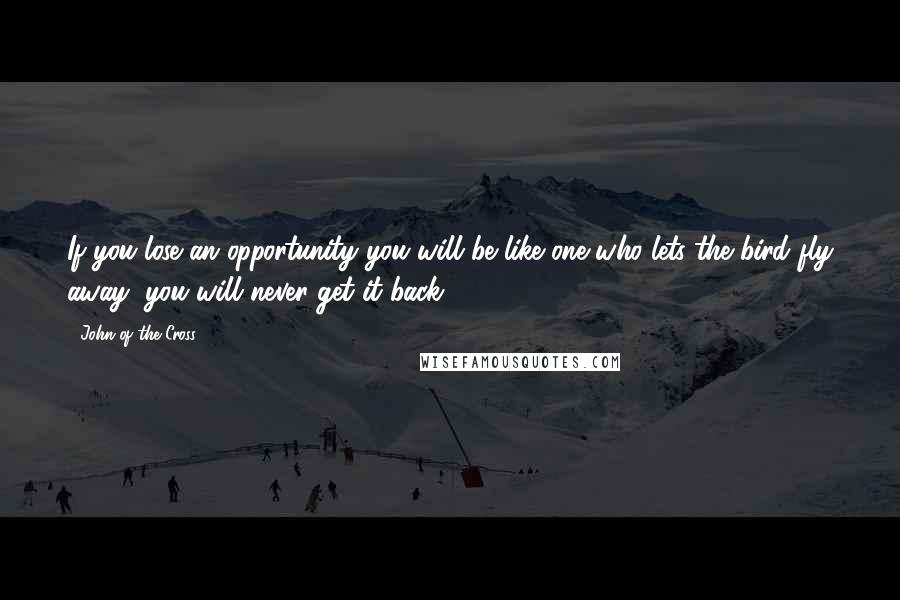 John Of The Cross Quotes: If you lose an opportunity you will be like one who lets the bird fly away; you will never get it back.