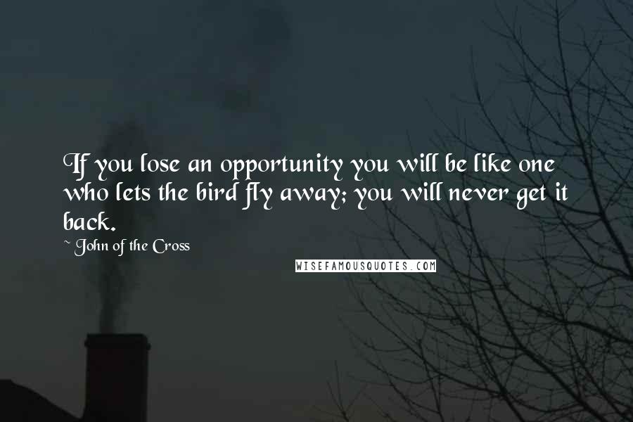 John Of The Cross Quotes: If you lose an opportunity you will be like one who lets the bird fly away; you will never get it back.