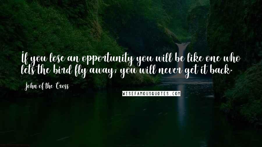 John Of The Cross Quotes: If you lose an opportunity you will be like one who lets the bird fly away; you will never get it back.