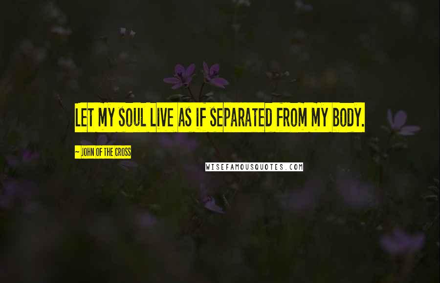 John Of The Cross Quotes: Let my soul live as if separated from my body.