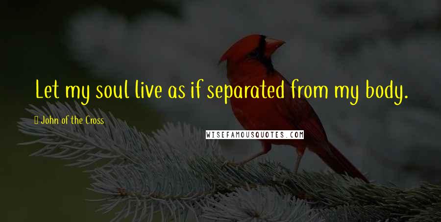 John Of The Cross Quotes: Let my soul live as if separated from my body.