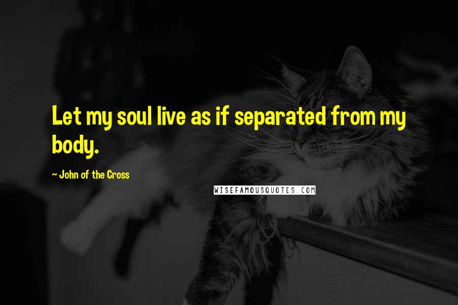 John Of The Cross Quotes: Let my soul live as if separated from my body.