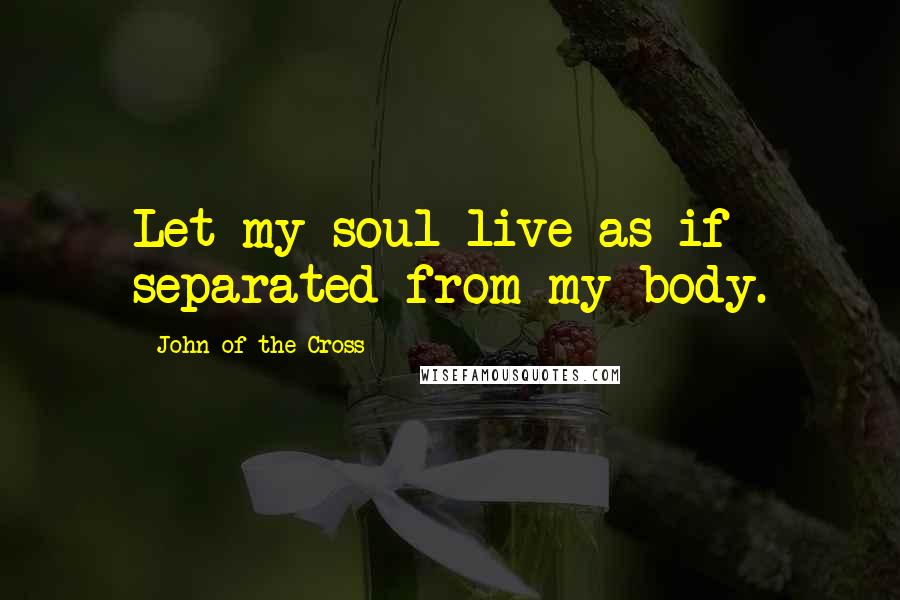 John Of The Cross Quotes: Let my soul live as if separated from my body.