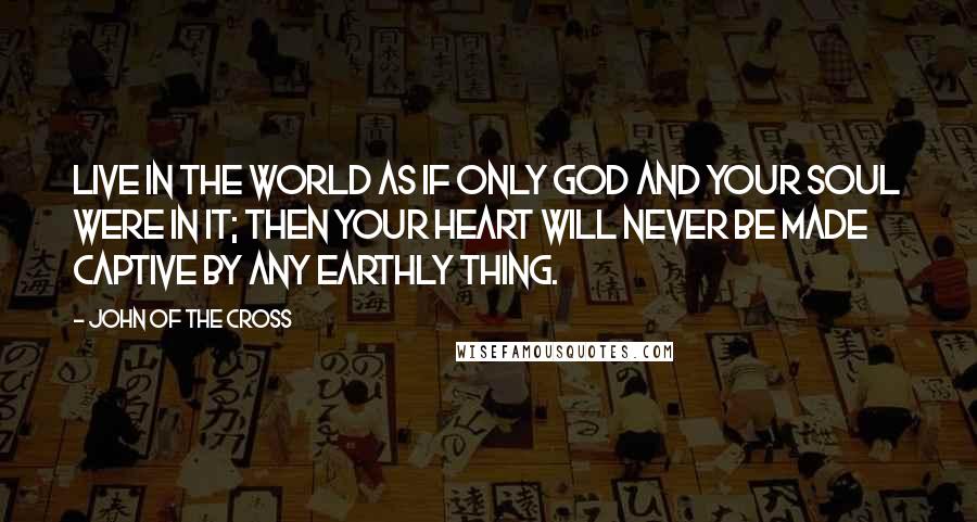 John Of The Cross Quotes: Live in the world as if only God and your soul were in it; then your heart will never be made captive by any earthly thing.