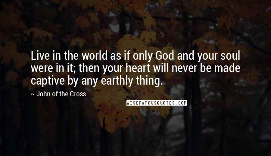 John Of The Cross Quotes: Live in the world as if only God and your soul were in it; then your heart will never be made captive by any earthly thing.