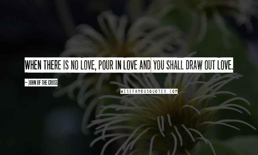 John Of The Cross Quotes: When there is no love, pour in love and you shall draw out love.