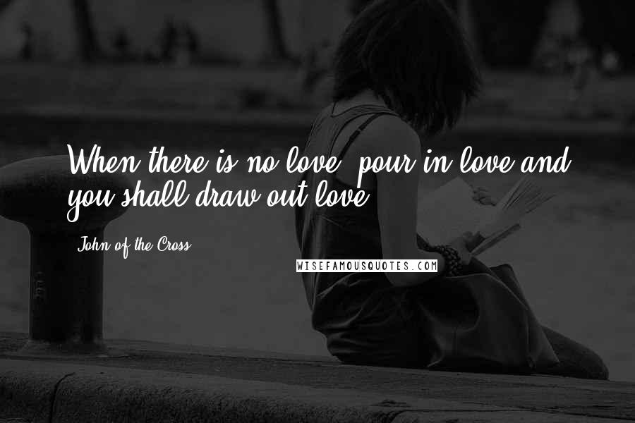 John Of The Cross Quotes: When there is no love, pour in love and you shall draw out love.