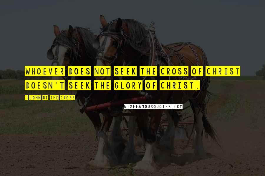 John Of The Cross Quotes: Whoever does not seek the cross of Christ doesn't seek the glory of Christ.