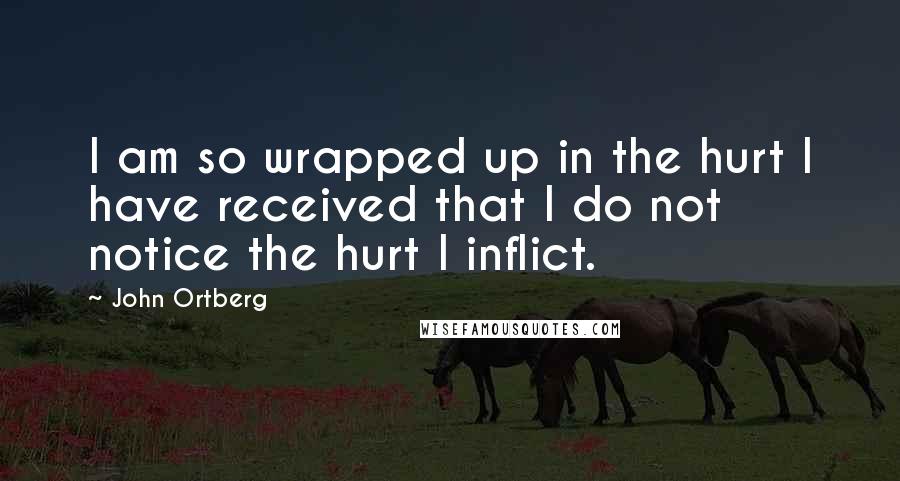 John Ortberg Quotes: I am so wrapped up in the hurt I have received that I do not notice the hurt I inflict.