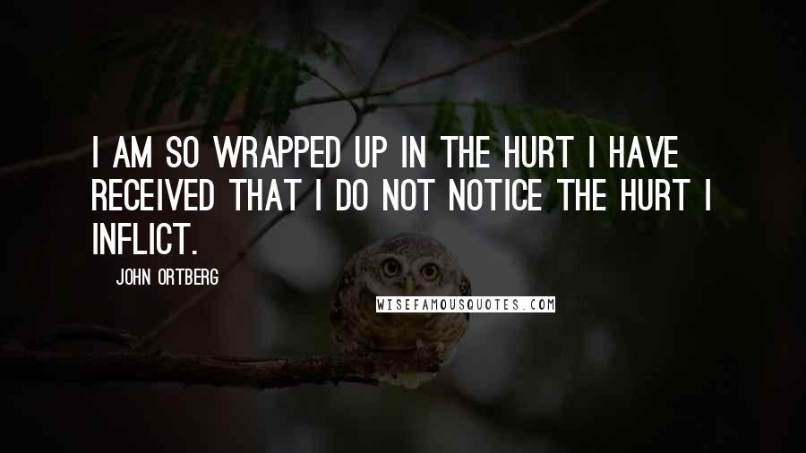 John Ortberg Quotes: I am so wrapped up in the hurt I have received that I do not notice the hurt I inflict.