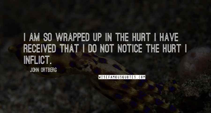 John Ortberg Quotes: I am so wrapped up in the hurt I have received that I do not notice the hurt I inflict.