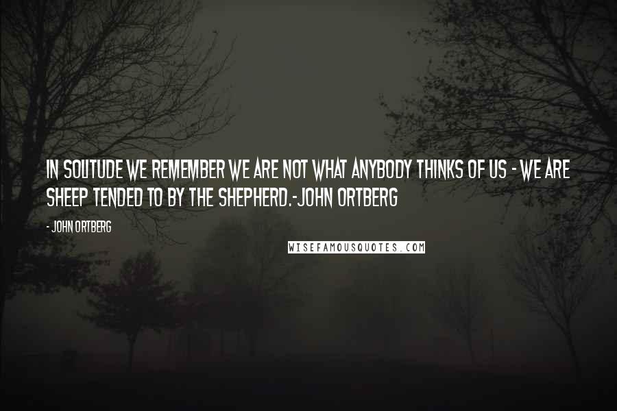 John Ortberg Quotes: In solitude we remember we are not what anybody thinks of us - we are sheep tended to by the Shepherd.-John Ortberg