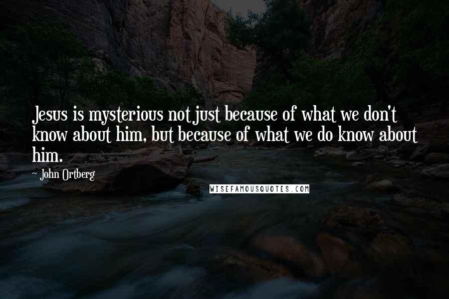 John Ortberg Quotes: Jesus is mysterious not just because of what we don't know about him, but because of what we do know about him.