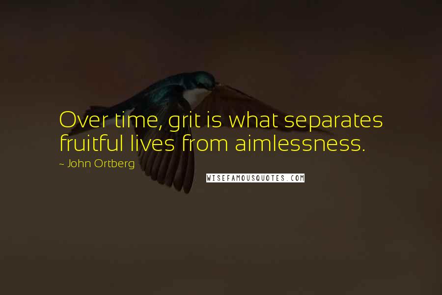 John Ortberg Quotes: Over time, grit is what separates fruitful lives from aimlessness.