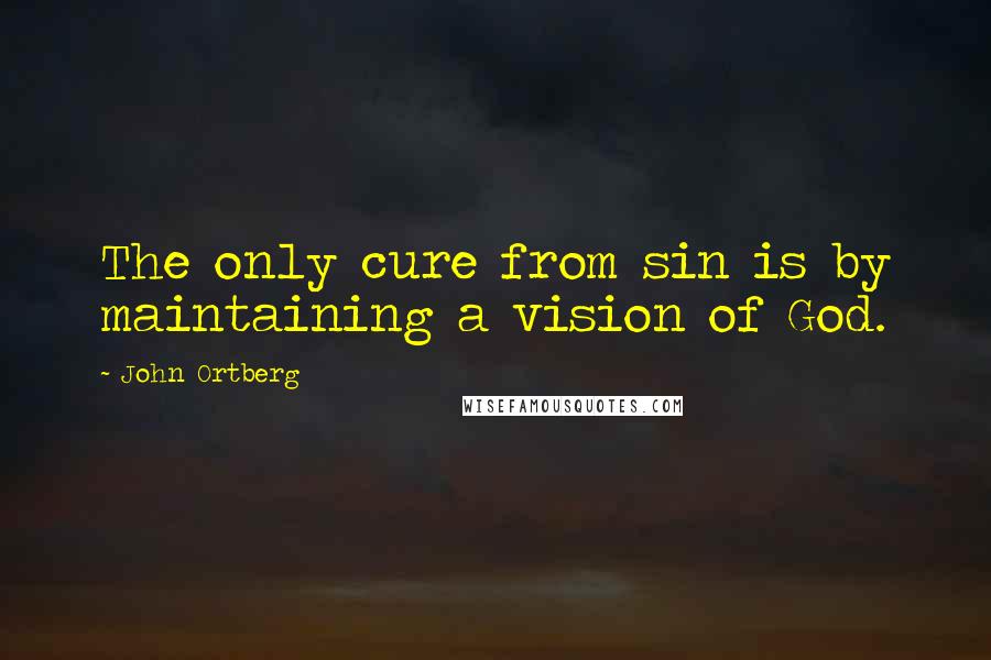 John Ortberg Quotes: The only cure from sin is by maintaining a vision of God.