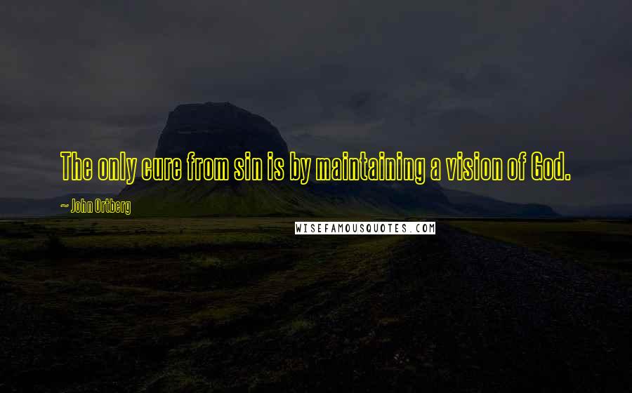 John Ortberg Quotes: The only cure from sin is by maintaining a vision of God.