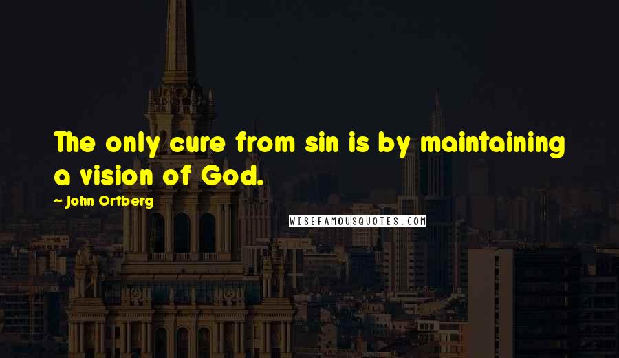 John Ortberg Quotes: The only cure from sin is by maintaining a vision of God.