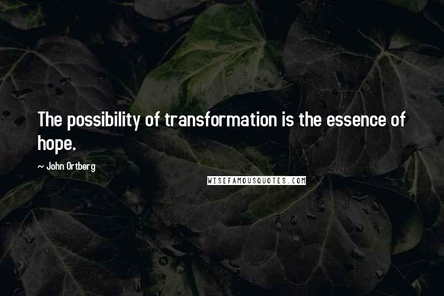 John Ortberg Quotes: The possibility of transformation is the essence of hope.