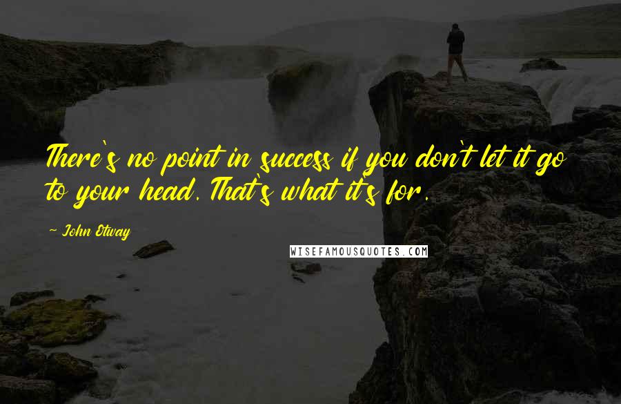 John Otway Quotes: There's no point in success if you don't let it go to your head. That's what it's for.