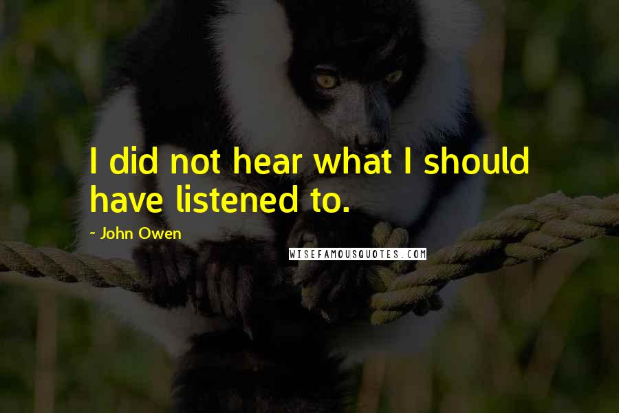 John Owen Quotes: I did not hear what I should have listened to.