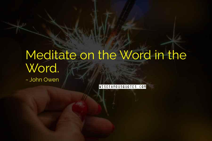 John Owen Quotes: Meditate on the Word in the Word.