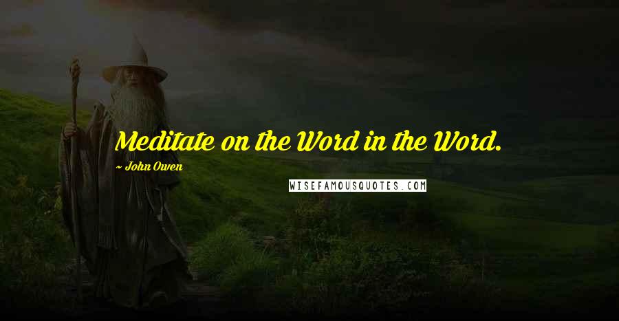 John Owen Quotes: Meditate on the Word in the Word.