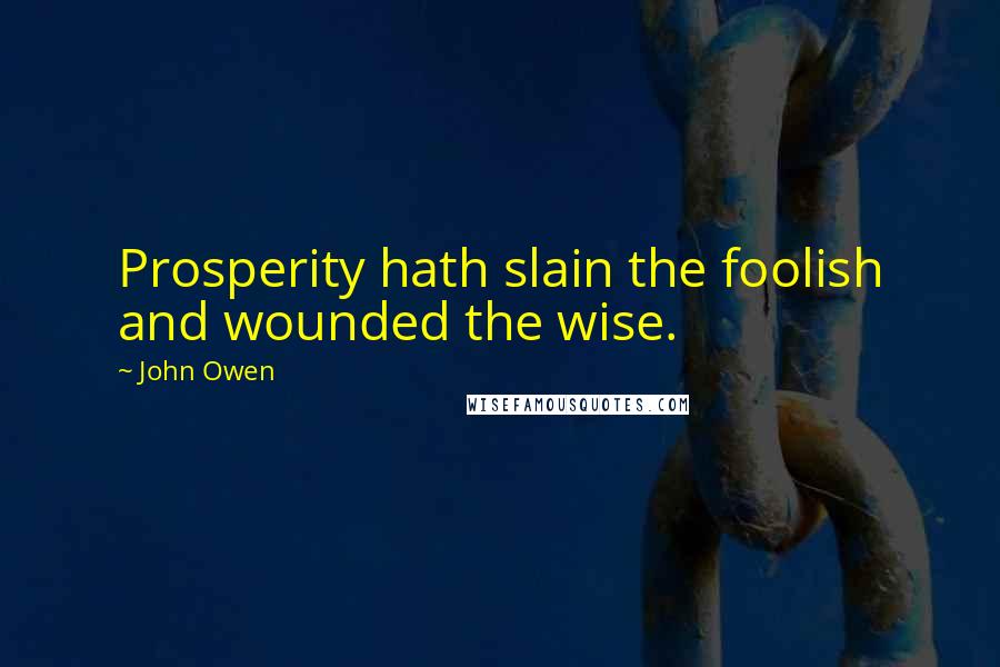 John Owen Quotes: Prosperity hath slain the foolish and wounded the wise.