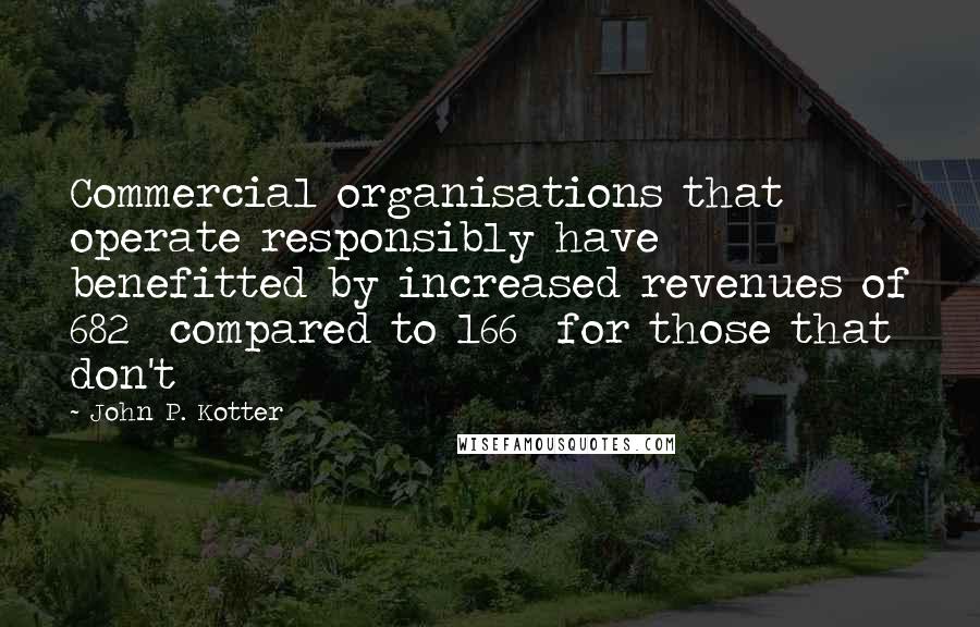 John P. Kotter Quotes: Commercial organisations that operate responsibly have benefitted by increased revenues of 682% compared to 166% for those that don't