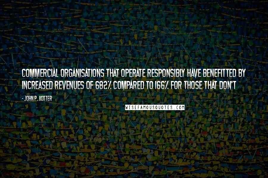 John P. Kotter Quotes: Commercial organisations that operate responsibly have benefitted by increased revenues of 682% compared to 166% for those that don't