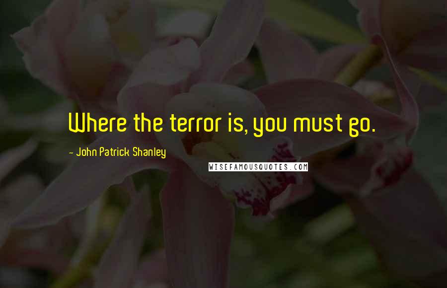 John Patrick Shanley Quotes: Where the terror is, you must go.