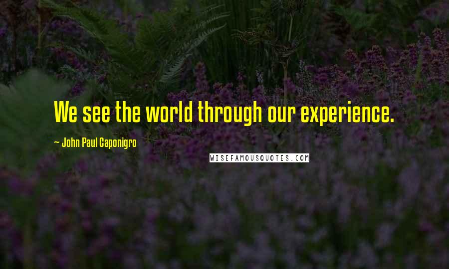 John Paul Caponigro Quotes: We see the world through our experience.