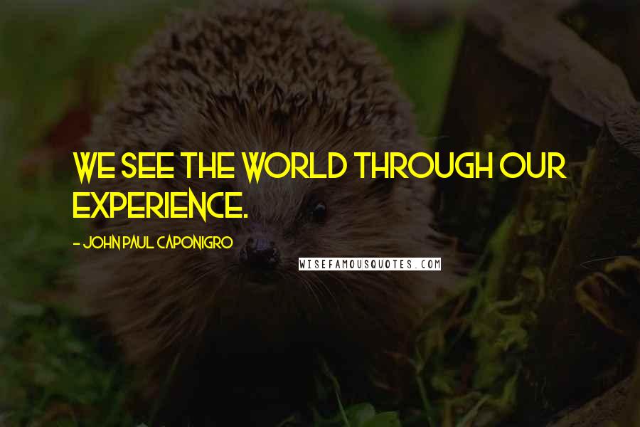John Paul Caponigro Quotes: We see the world through our experience.