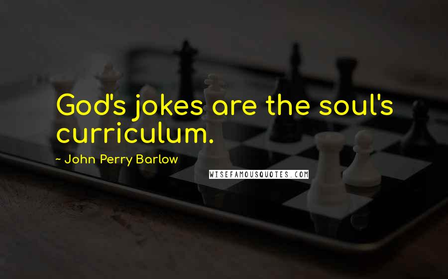 John Perry Barlow Quotes: God's jokes are the soul's curriculum.