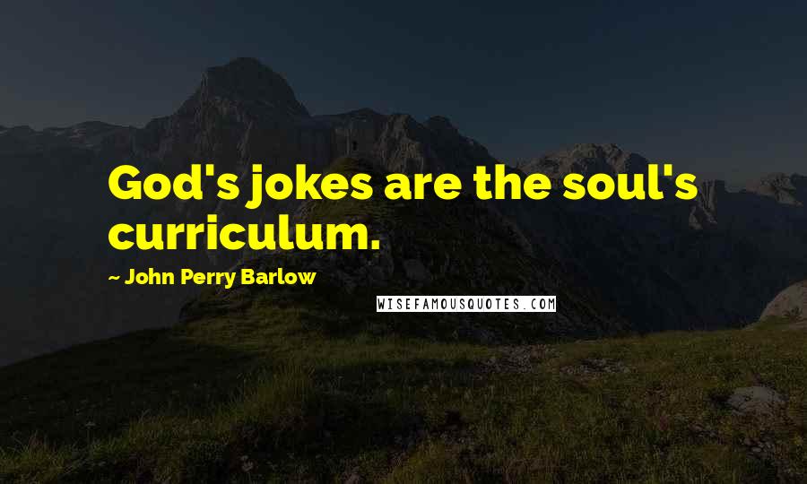 John Perry Barlow Quotes: God's jokes are the soul's curriculum.