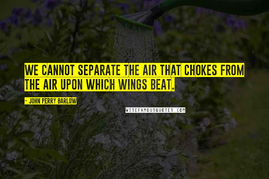 John Perry Barlow Quotes: We cannot separate the air that chokes from the air upon which wings beat.