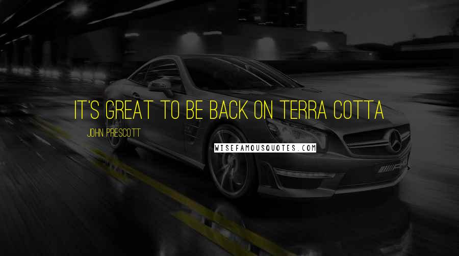 John Prescott Quotes: It's great to be back on terra cotta