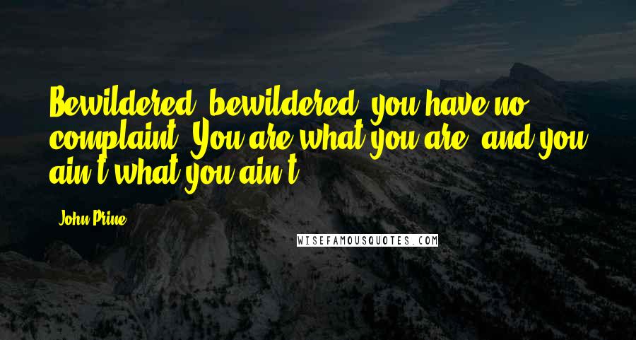 John Prine Quotes: Bewildered, bewildered, you have no complaint. You are what you are, and you ain't what you ain't.