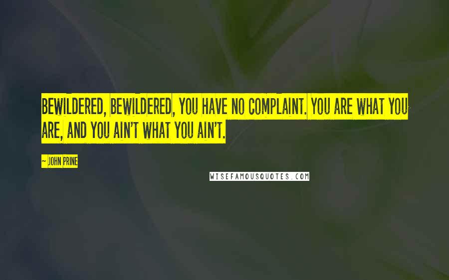 John Prine Quotes: Bewildered, bewildered, you have no complaint. You are what you are, and you ain't what you ain't.