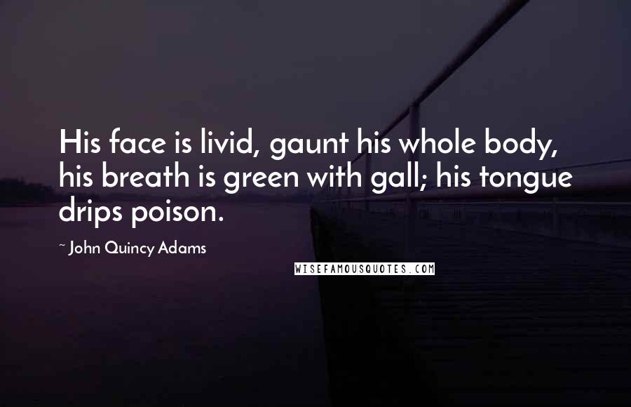 John Quincy Adams Quotes: His face is livid, gaunt his whole body, his breath is green with gall; his tongue drips poison.