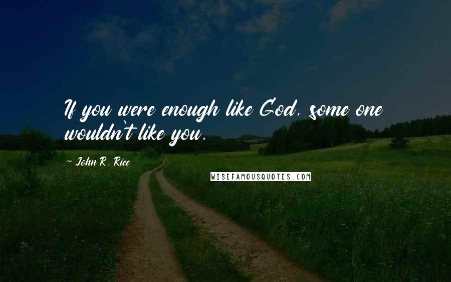 John R. Rice Quotes: If you were enough like God, some one wouldn't like you.