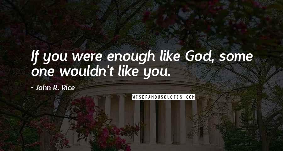 John R. Rice Quotes: If you were enough like God, some one wouldn't like you.