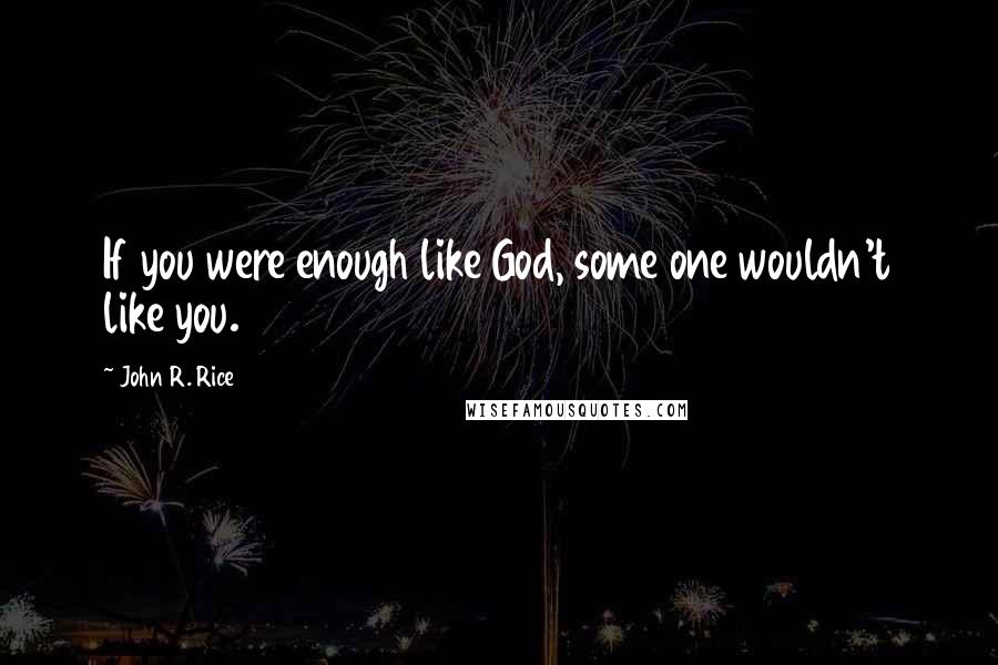 John R. Rice Quotes: If you were enough like God, some one wouldn't like you.