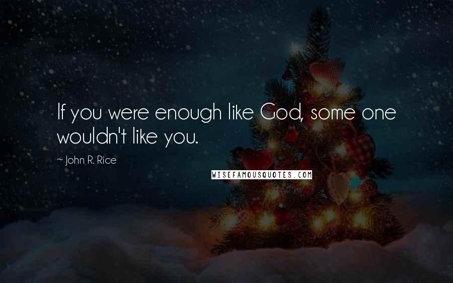 John R. Rice Quotes: If you were enough like God, some one wouldn't like you.