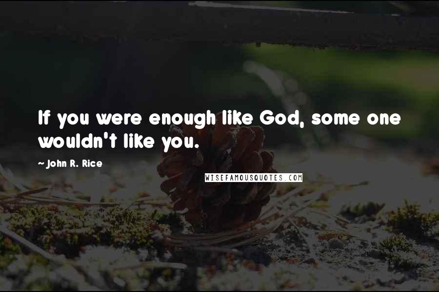 John R. Rice Quotes: If you were enough like God, some one wouldn't like you.