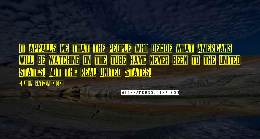 John Ratzenberger Quotes: It appalls me that the people who decide what Americans will be watching on the tube have never been to the United States. Not the real United States.