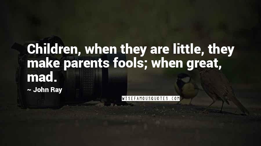 John Ray Quotes: Children, when they are little, they make parents fools; when great, mad.