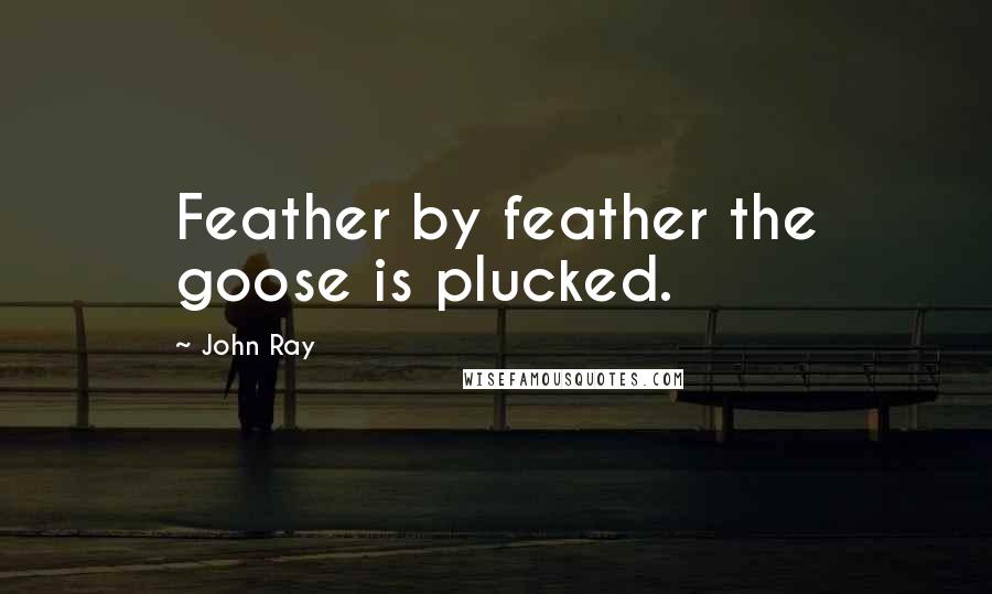 John Ray Quotes: Feather by feather the goose is plucked.