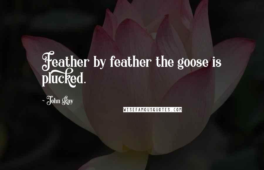 John Ray Quotes: Feather by feather the goose is plucked.